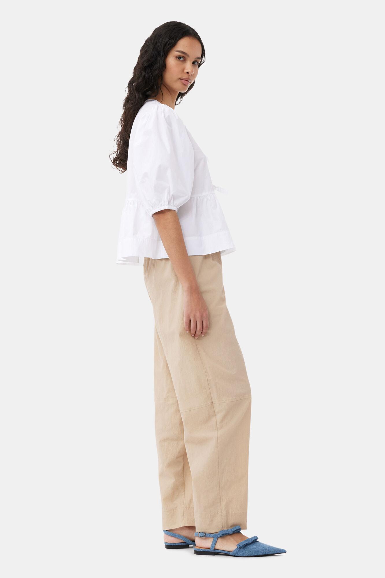 Beige Elasticated Curve Trousers Product Image