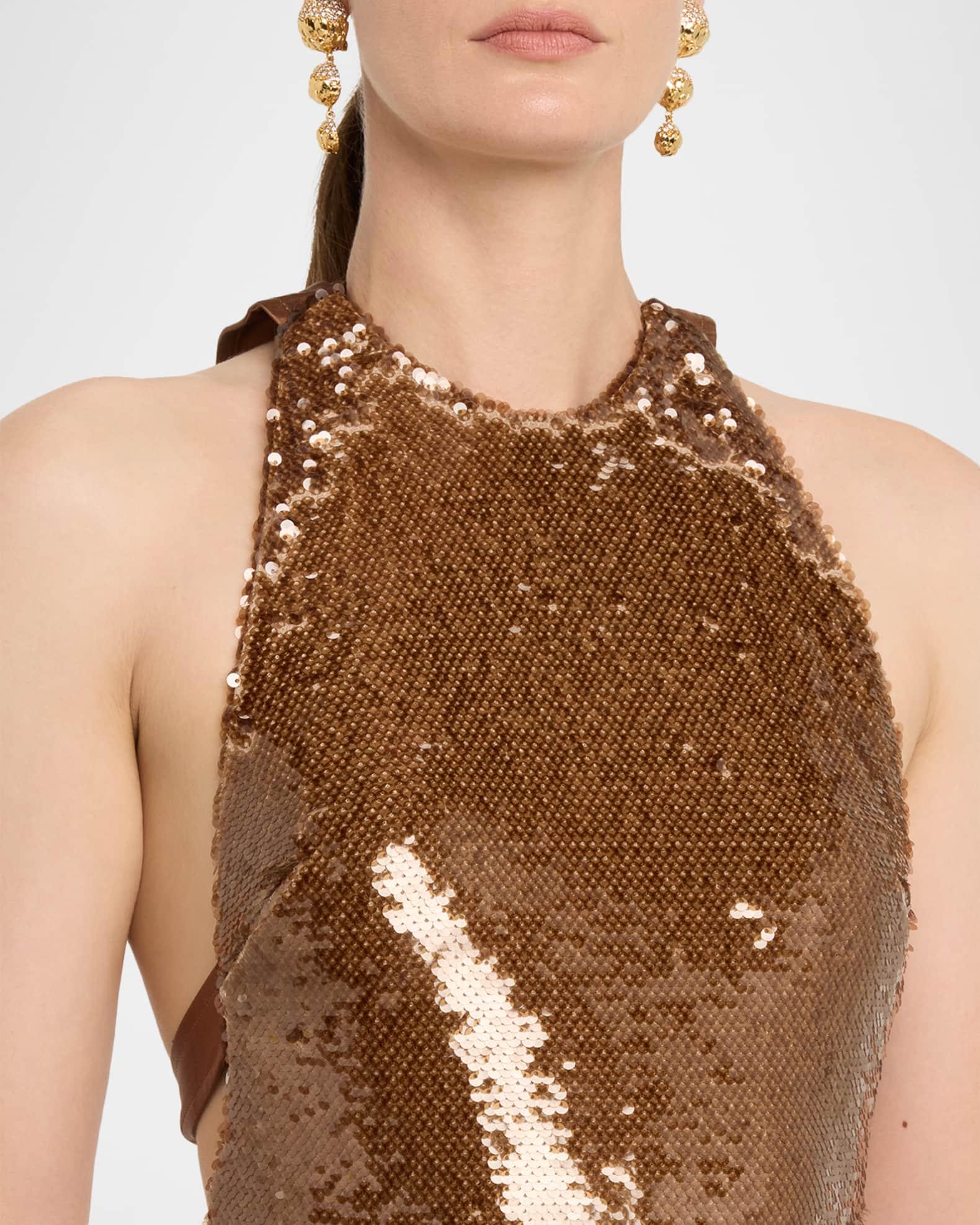 Sequined Halter Midi Dress Product Image