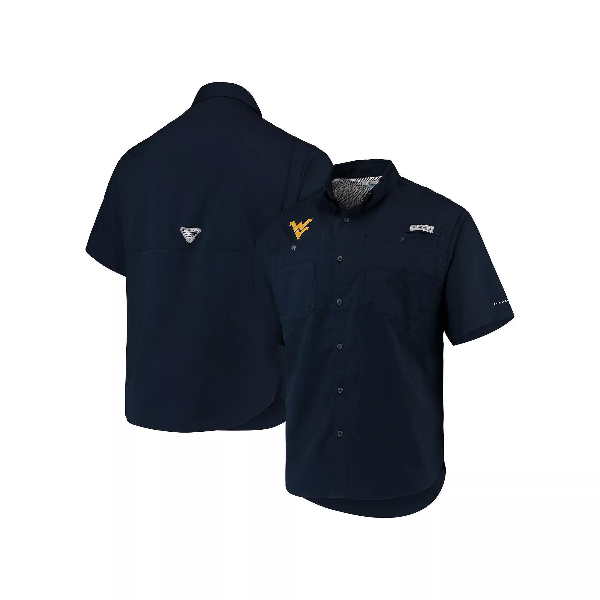 Columbia Mens Collegiate PFG Tamiami Short Sleeve Shirt - West Virginia- Product Image