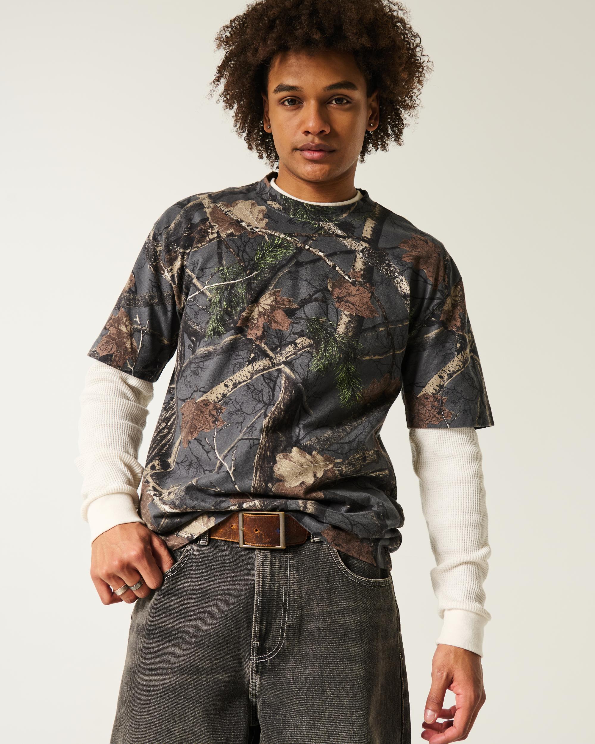 Boxy Heavyweight Camo Crew T-Shirt Product Image