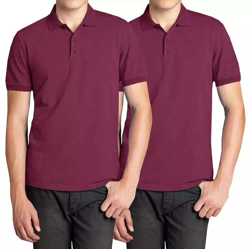 Men's Galaxy 2-Pack Pique Polo Shirts, Size: Large, Red Product Image