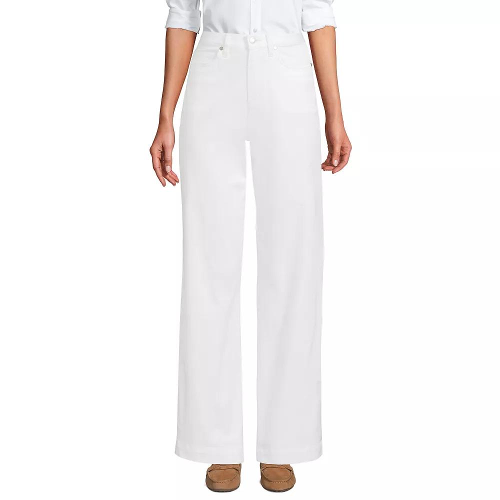 Women's Lands End High-Rise Wide Leg Chino Pants, Size: 14, White Product Image