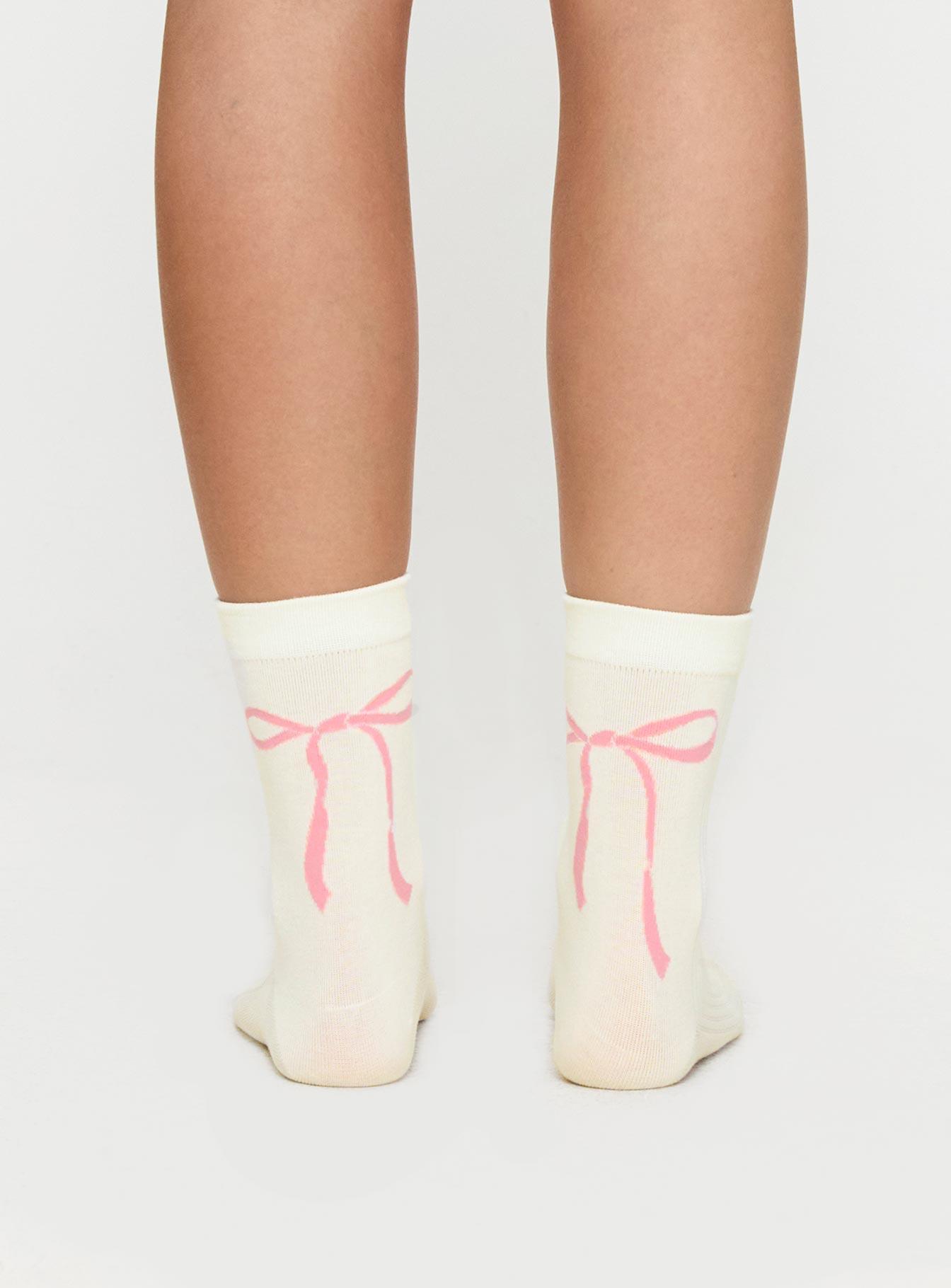 Bow Out Socks White/ Pink Product Image