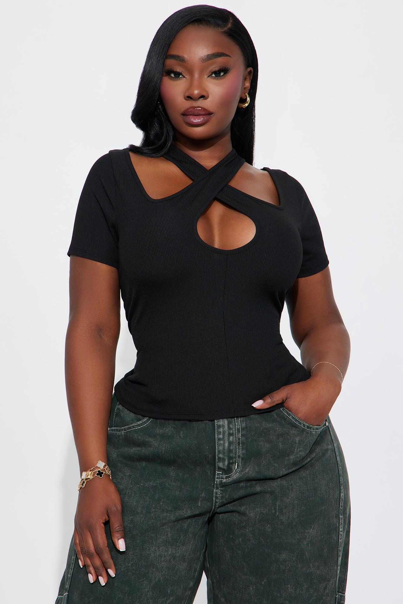 Chita Ribbed Short Sleeve Top - Black Female Product Image