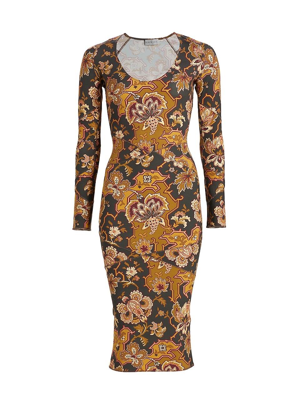 Womens Kittie Body-Con Tapestry Midi-Dress Product Image