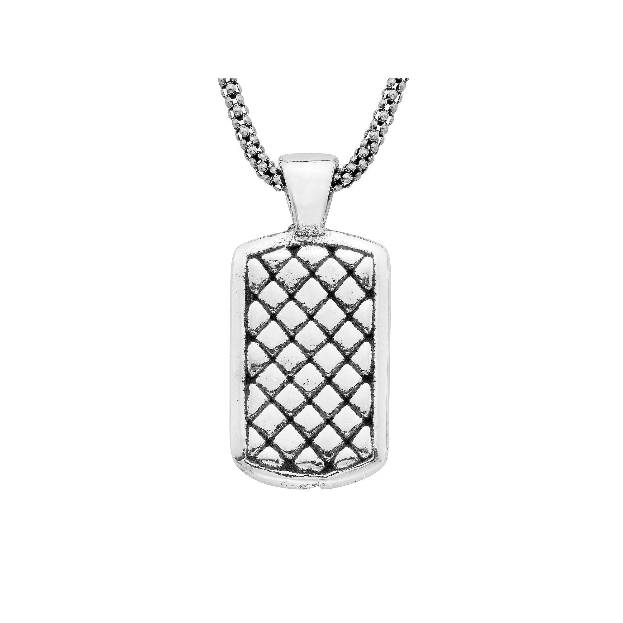 Sterling Silver Dog Tag Charm Necklace, Women's, Size: 18" Product Image