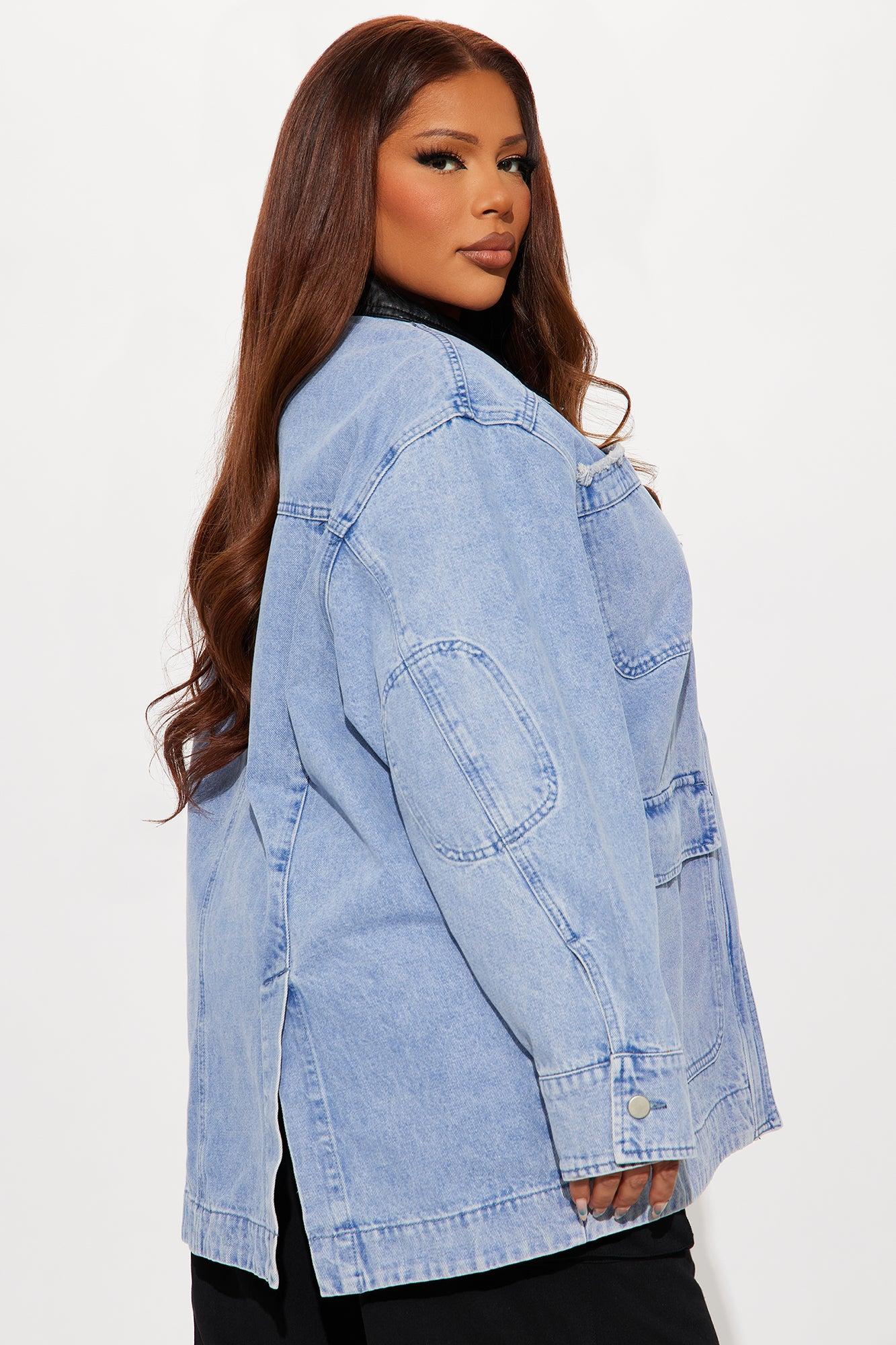 Bare Minimum Oversized Denim Barn Jacket - Medium Wash Female Product Image