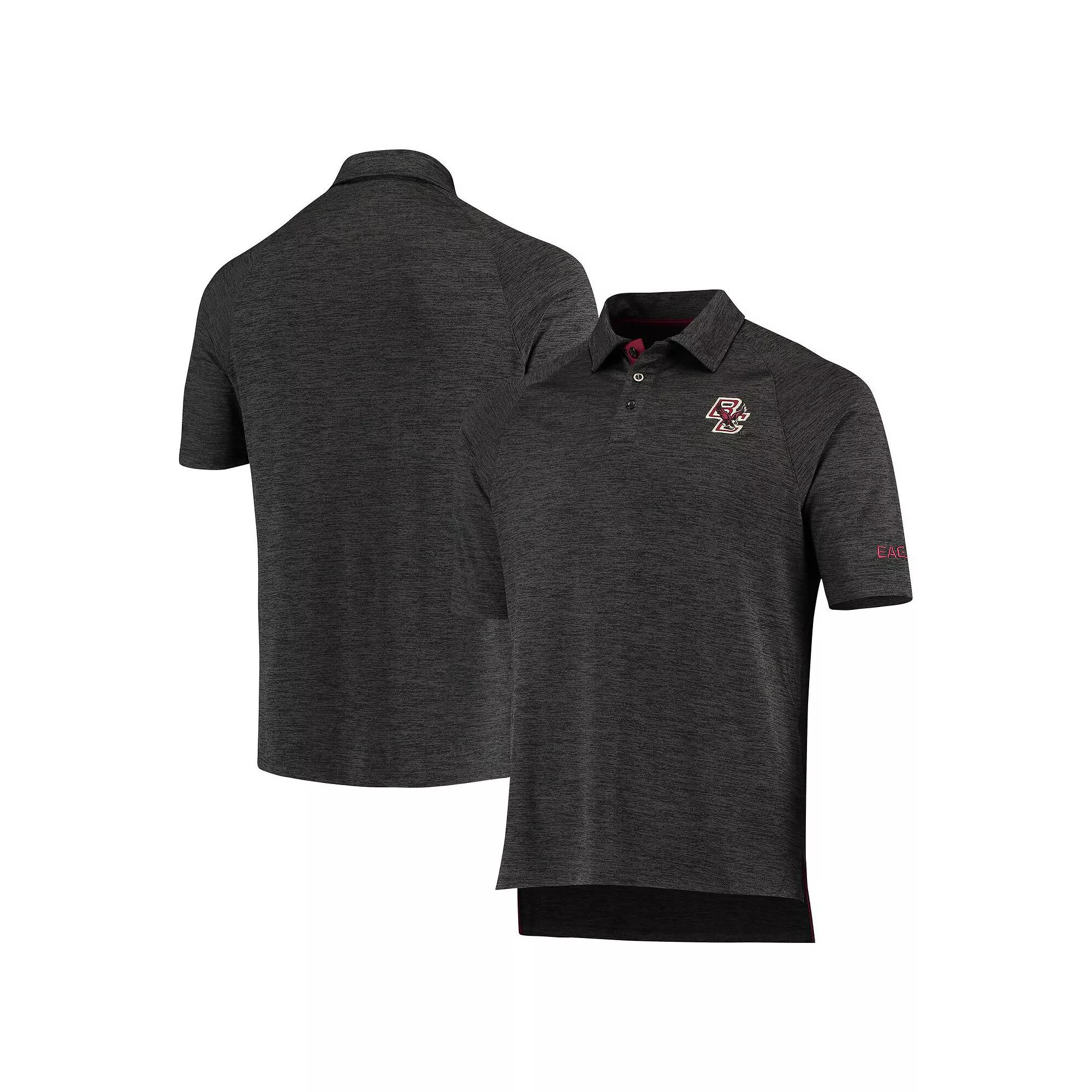 Men's Colosseum Heathered Black Boston College Eagles Down Swing Polo,  Product Image