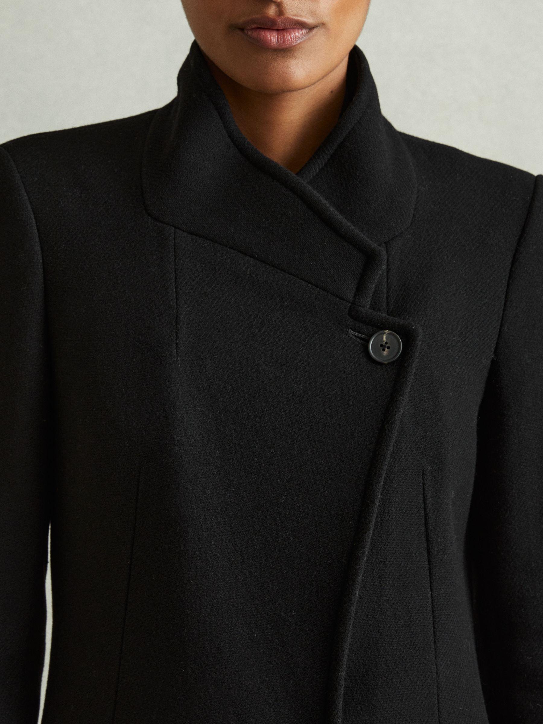 Wool-Blend Longline Double-Breasted Coat in Black Product Image
