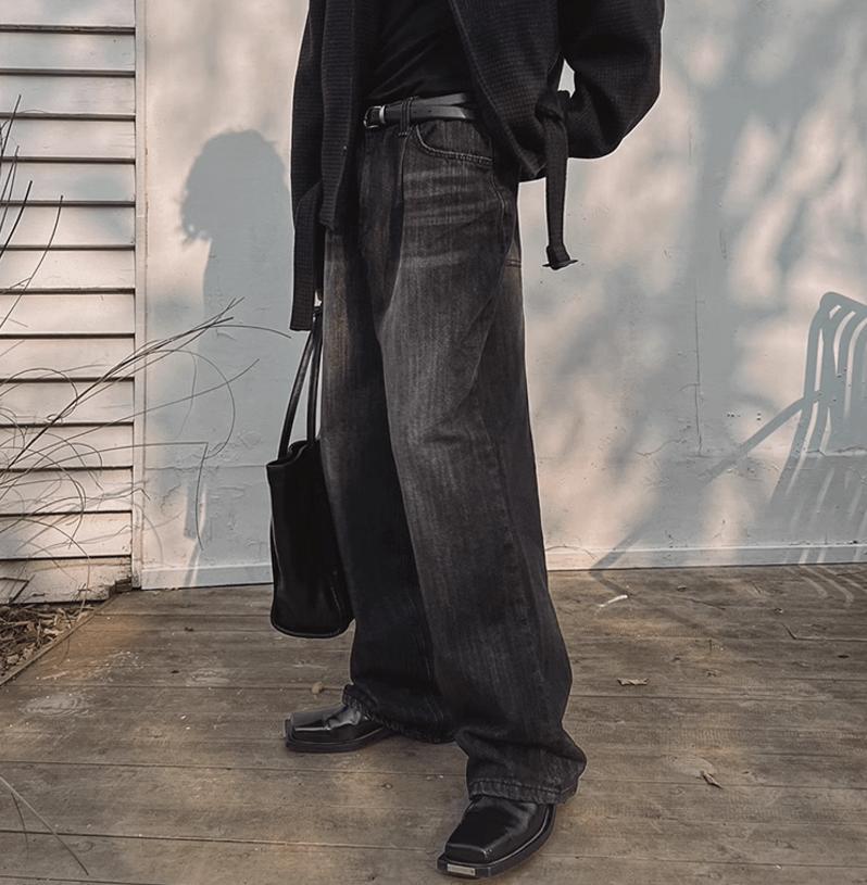 RT No. 12035 WASHED BLACK STRAIGHT JEANS Product Image