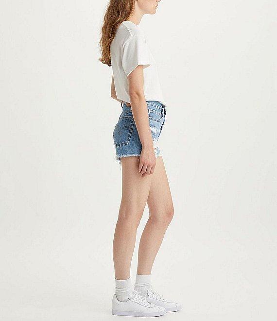 Levi's® 501® Original High-Rise Destructed Frayed Hem Denim Shorts Product Image