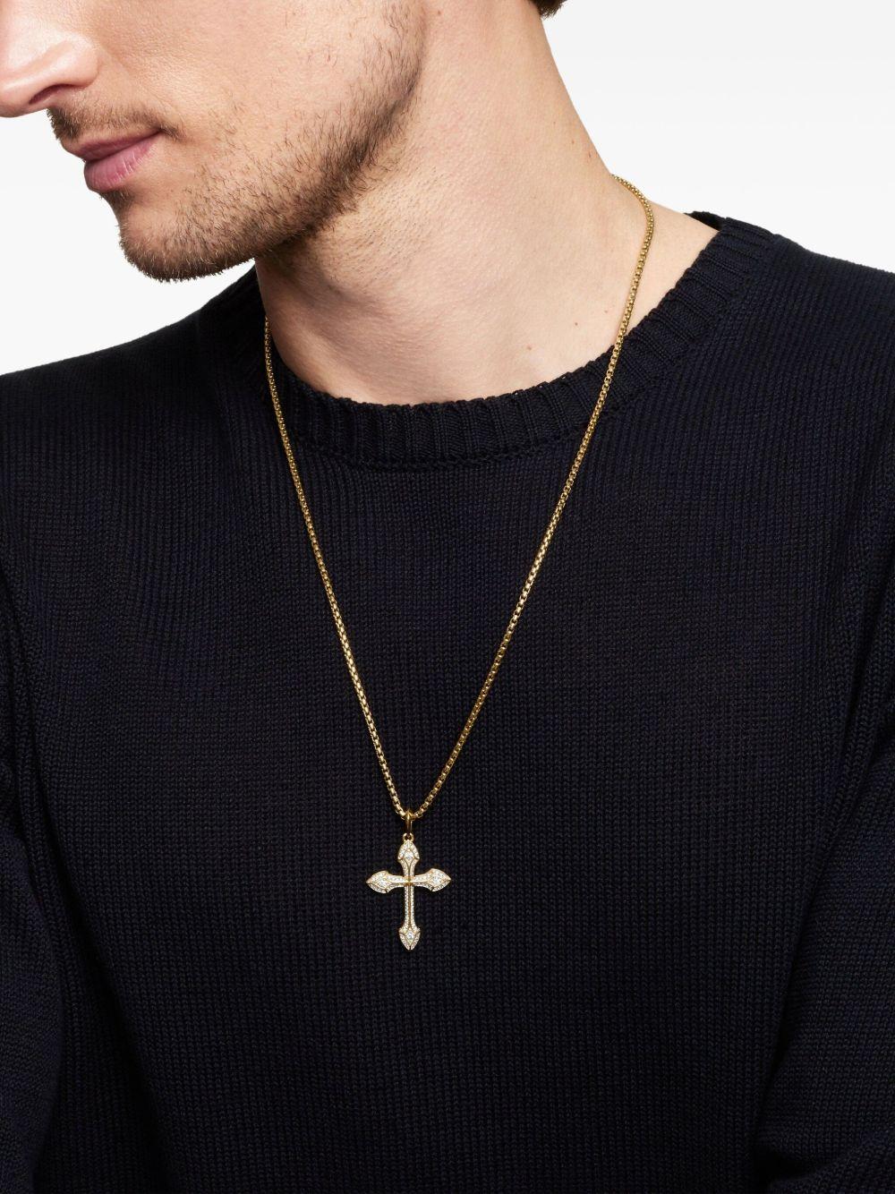 18kt yellow gold Gothic Cross diamond amulet (36.5mm) Product Image