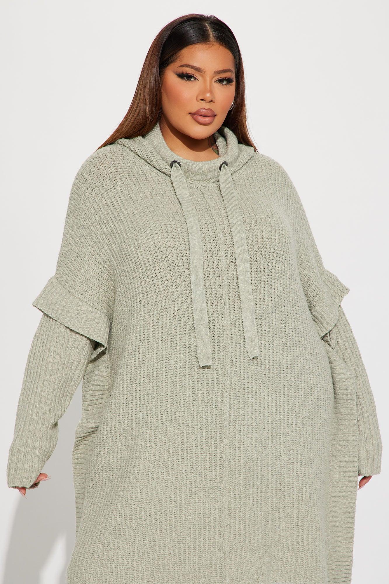 Comfy and Chill Hooded Sweater - Sage Product Image