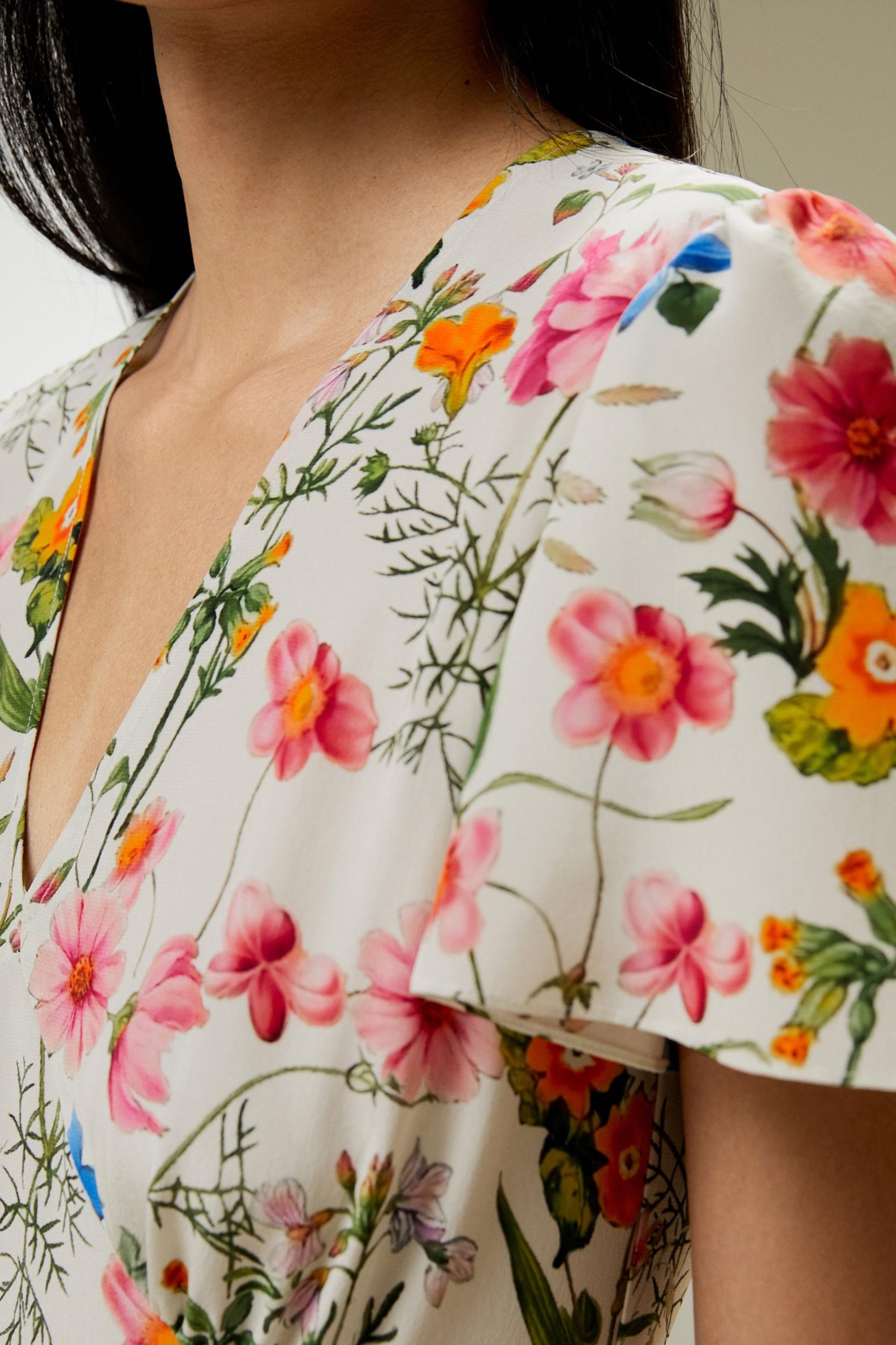 LILYSILK X MIM Floral Short Sleeve Dress With Tie Belt Product Image