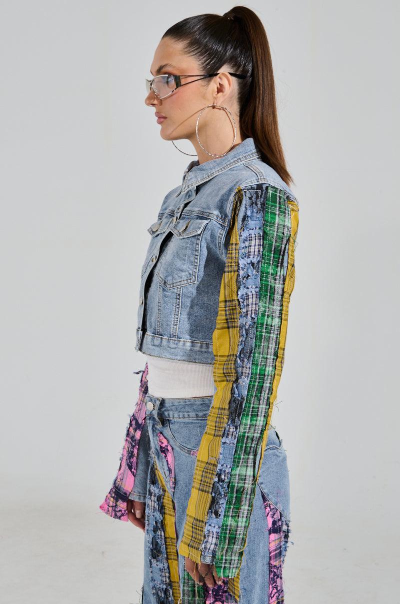 MAKING WAVES PATCHWORK DENIM JACKET Product Image