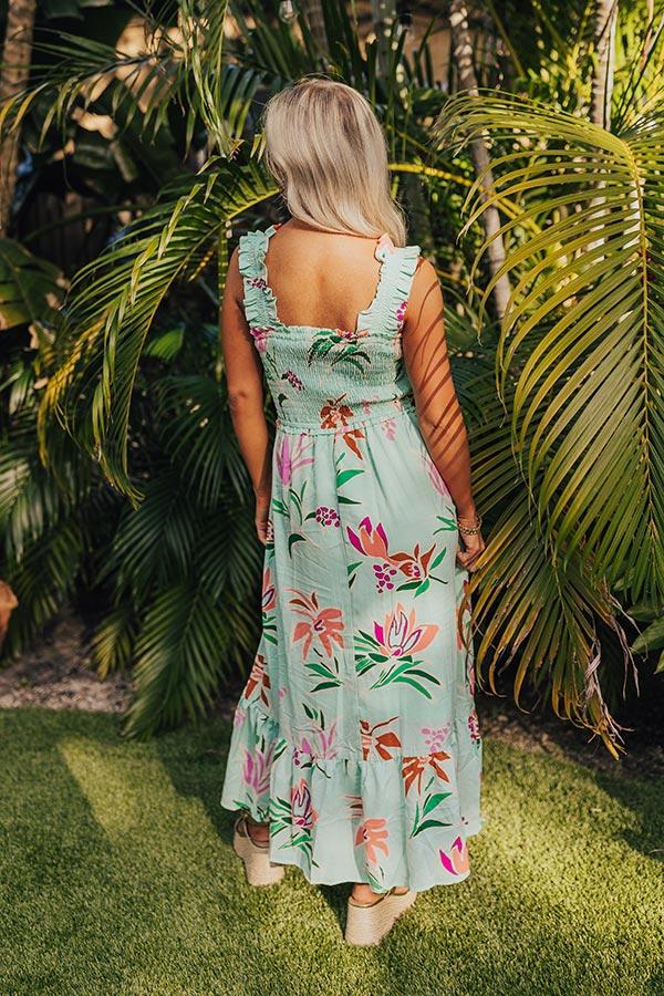 Happy Blooms Smocked Midi in Mint Product Image
