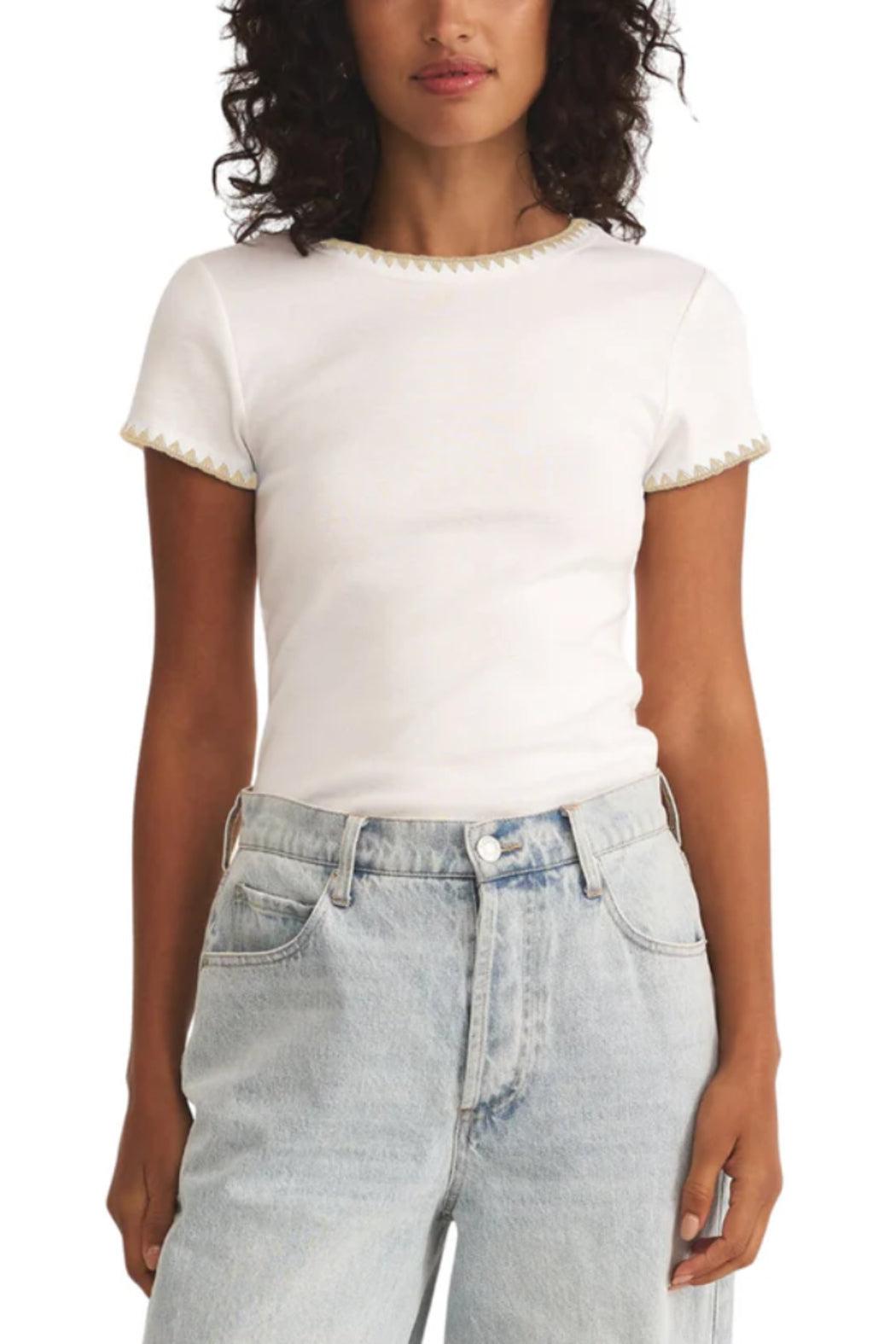 Cassis Rib Tee - White Product Image