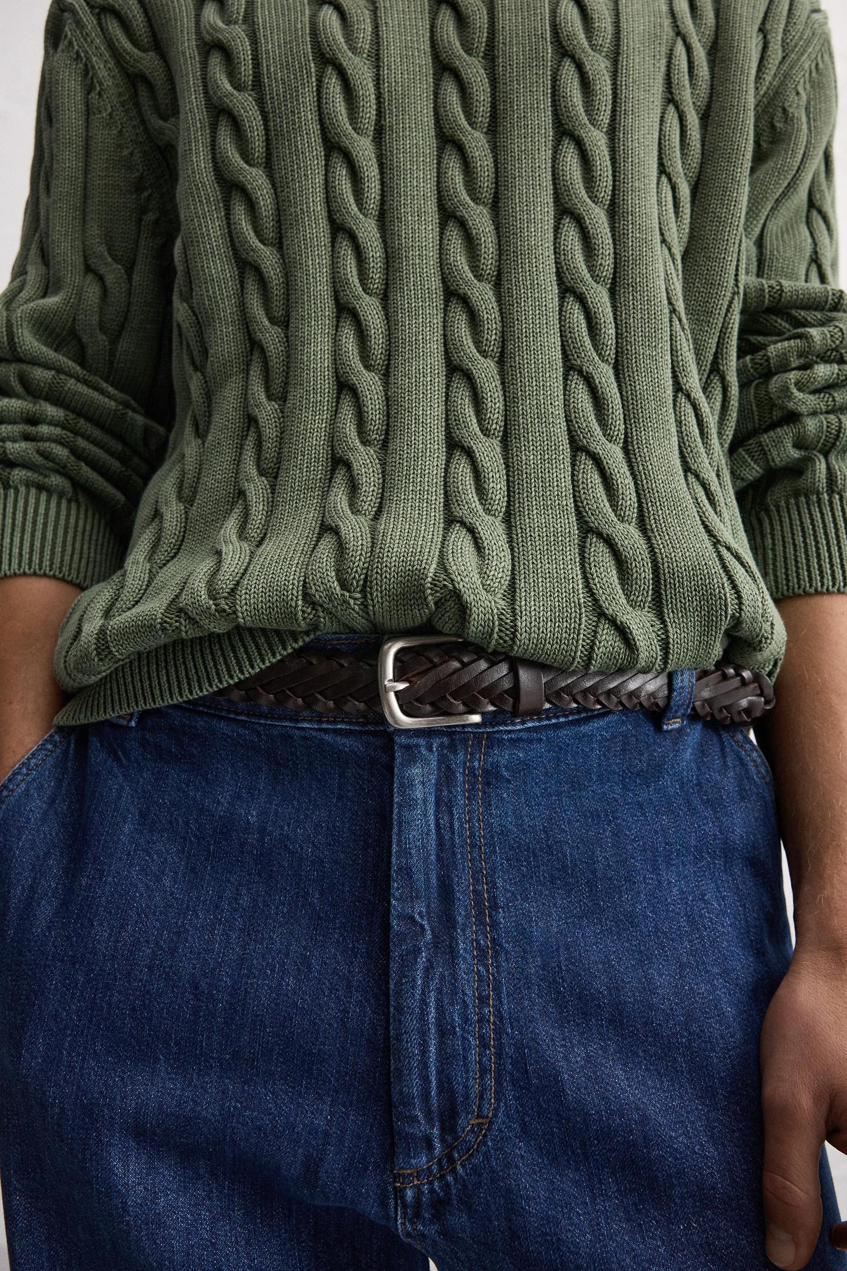 WASHED CABLE-KNIT SWEATER Product Image