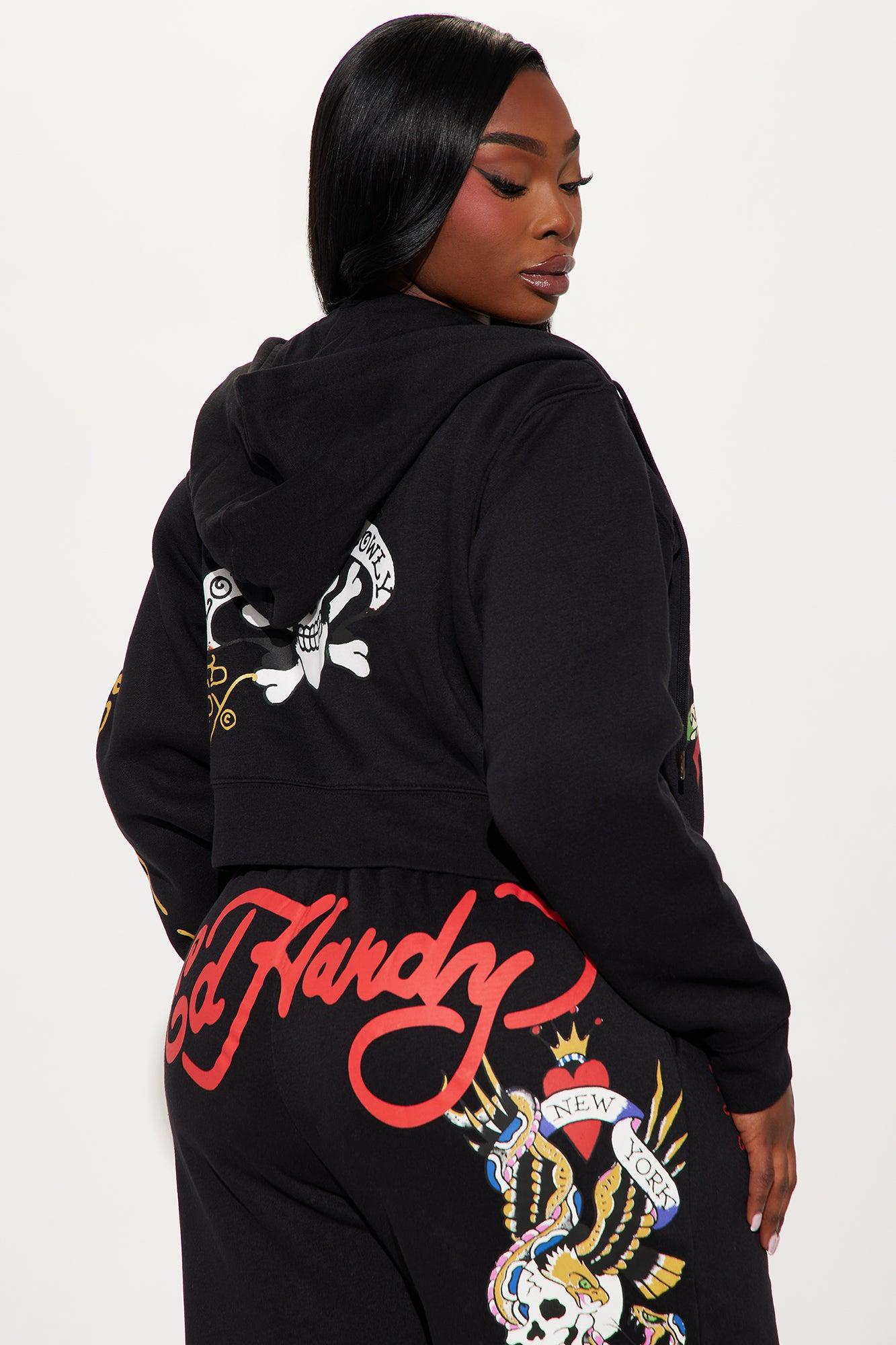 Love Kills Ed Hardy Zip Front Hoodie - Black Product Image
