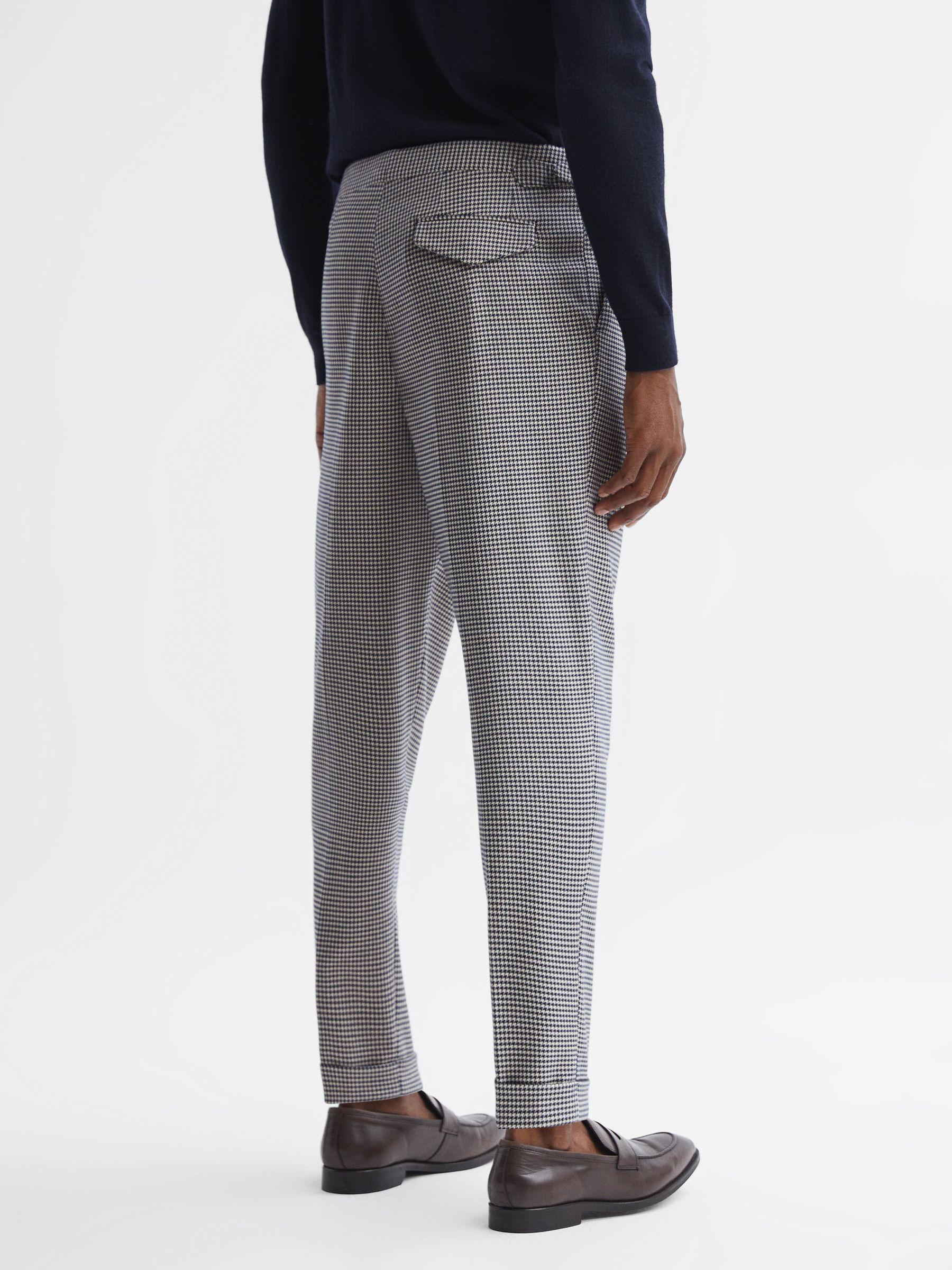Slim Fit Puppytooth Adjuster Trousers in Grey Product Image