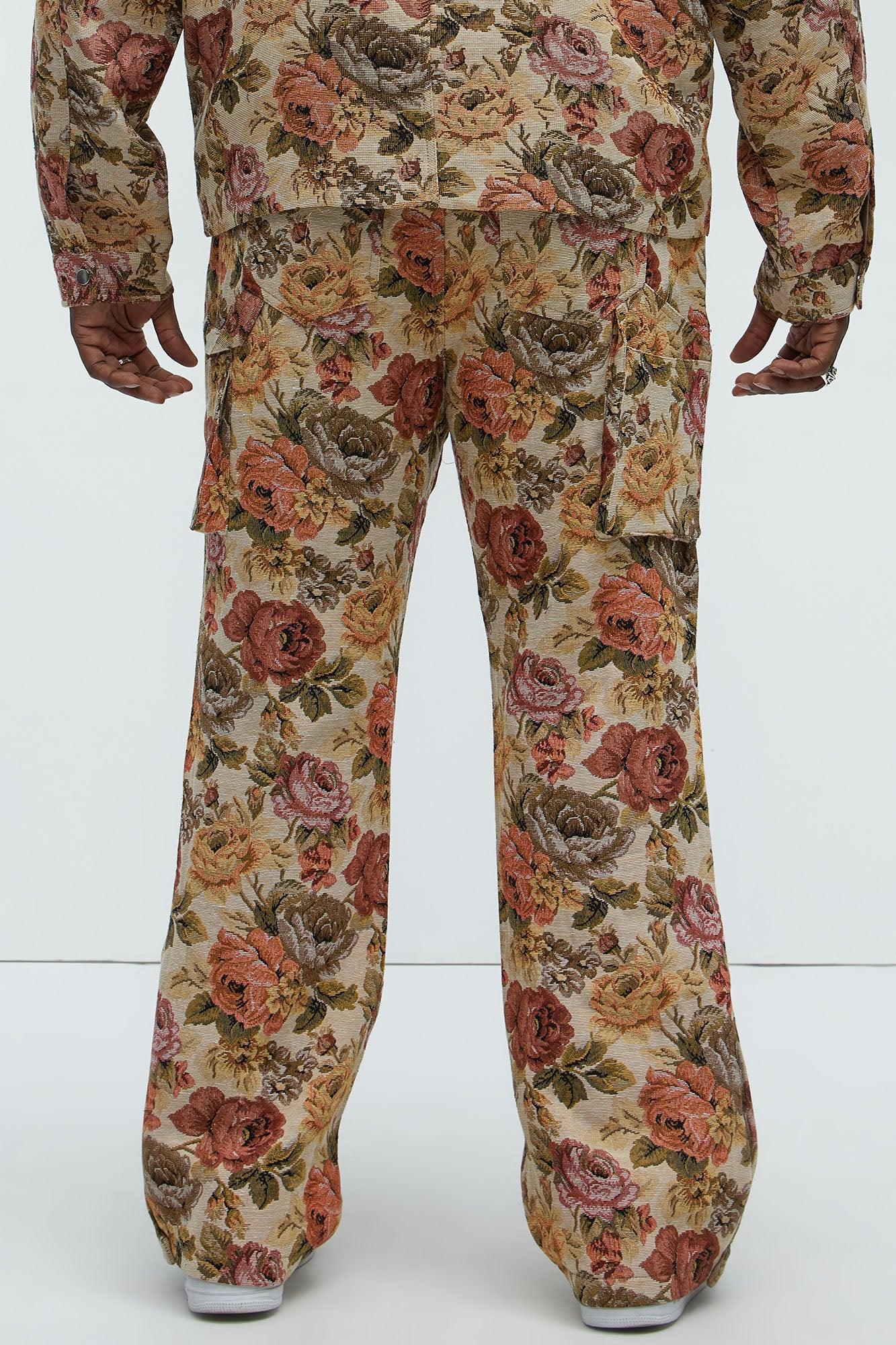 Bellevue Flared Tapestry Carpenter Pants - Taupe/combo Product Image