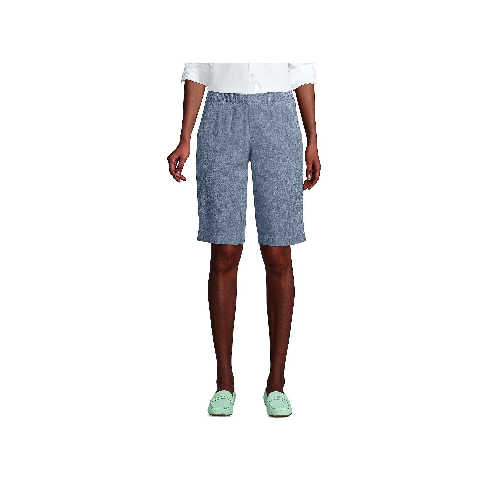Petite Lands' End Midrise Pull-On Twill Bermuda Shorts, Women's,  Product Image