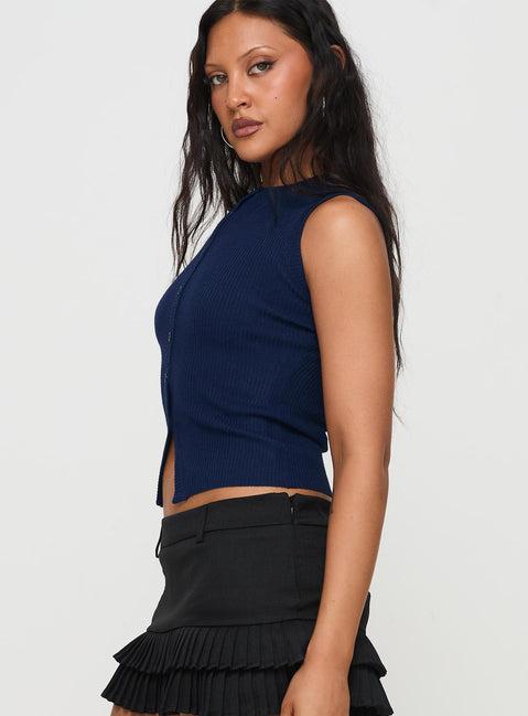 Suzu Sleeveless Knit Top Navy Product Image