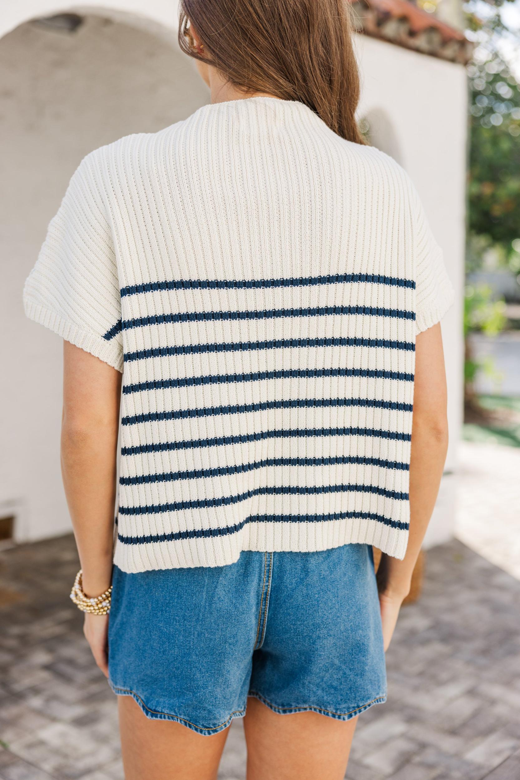 Ready For The Day Navy Blue Striped Sweater Female Product Image