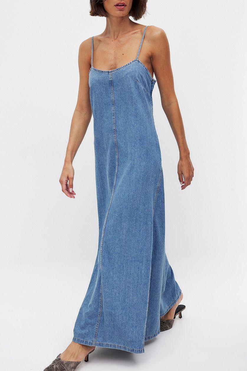 Seam Detail Maxi Denim Dress Product Image