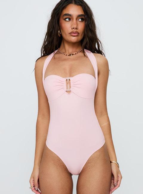 Swaying Buckle Detail Bodysuit Pink Product Image