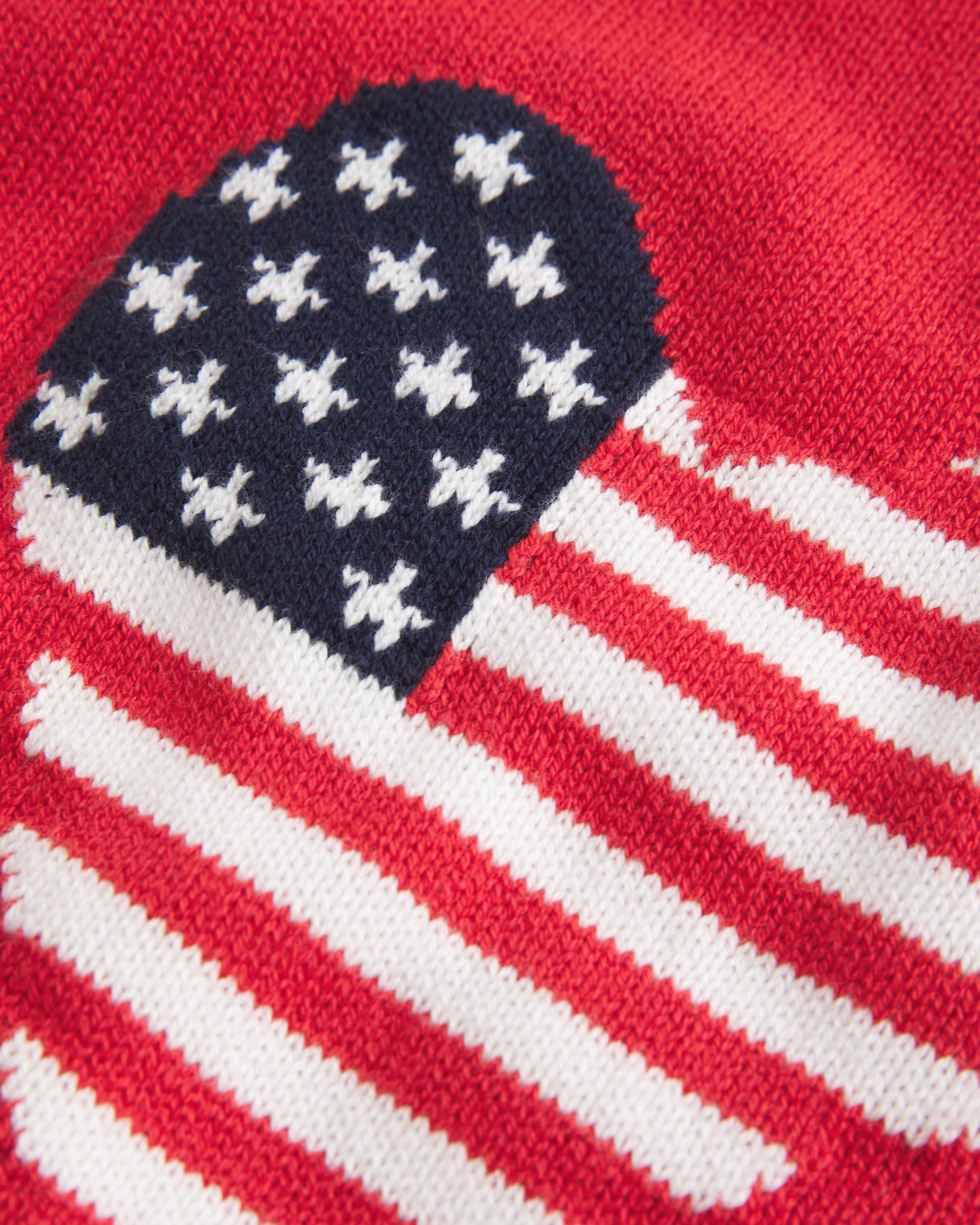 Easy Off-the-Shoulder Heart Flag Graphic Sweater Product Image