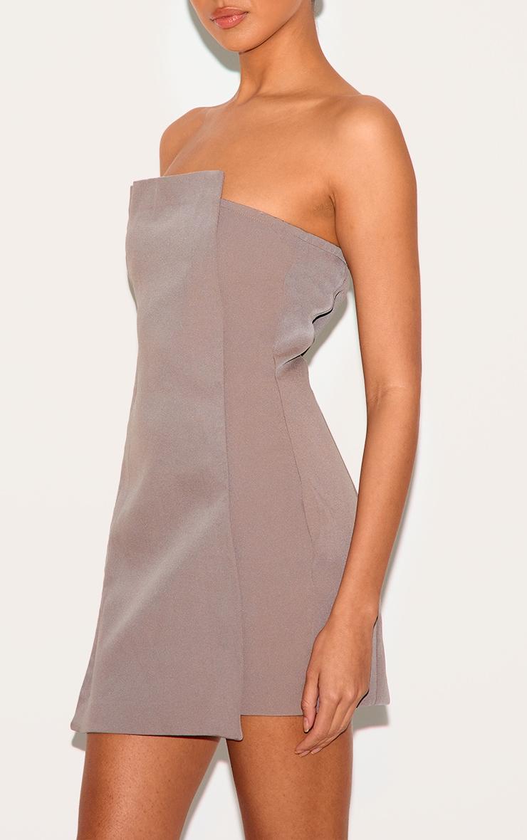  Mushroom Woven Panel Detail Bandeau Mini Dress Product Image