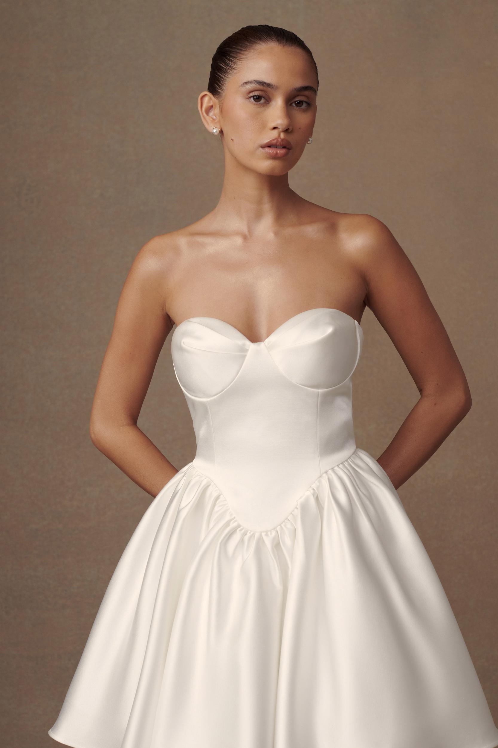 Hollie Structured Corset Mini Dress - White Product Image