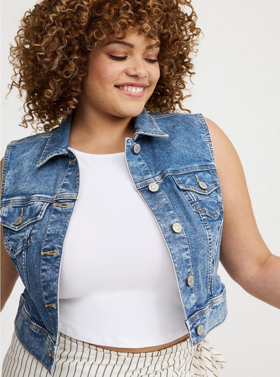 Cropped Denim Vest Product Image