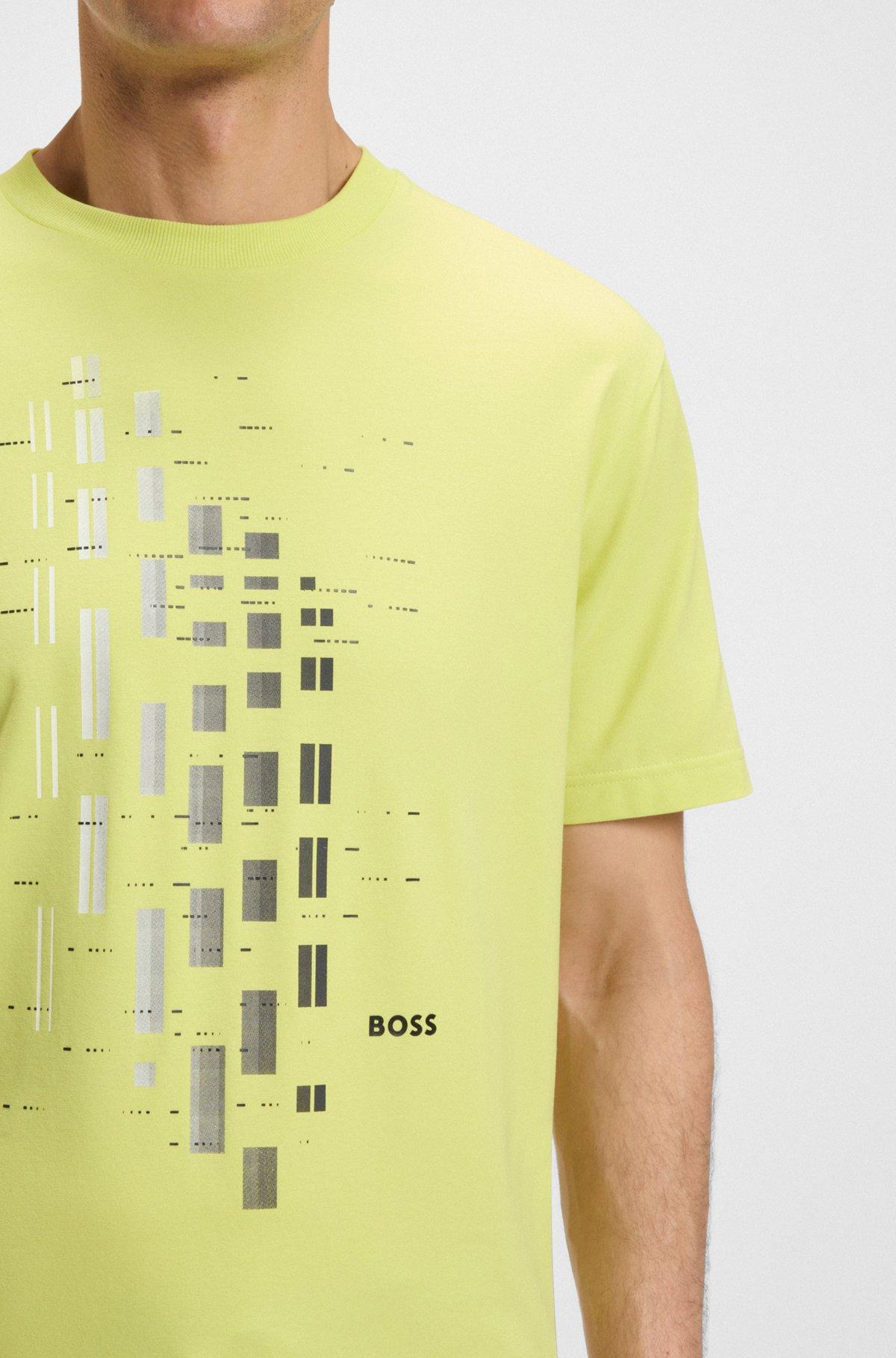 Stretch-cotton T-shirt with geometric print Product Image