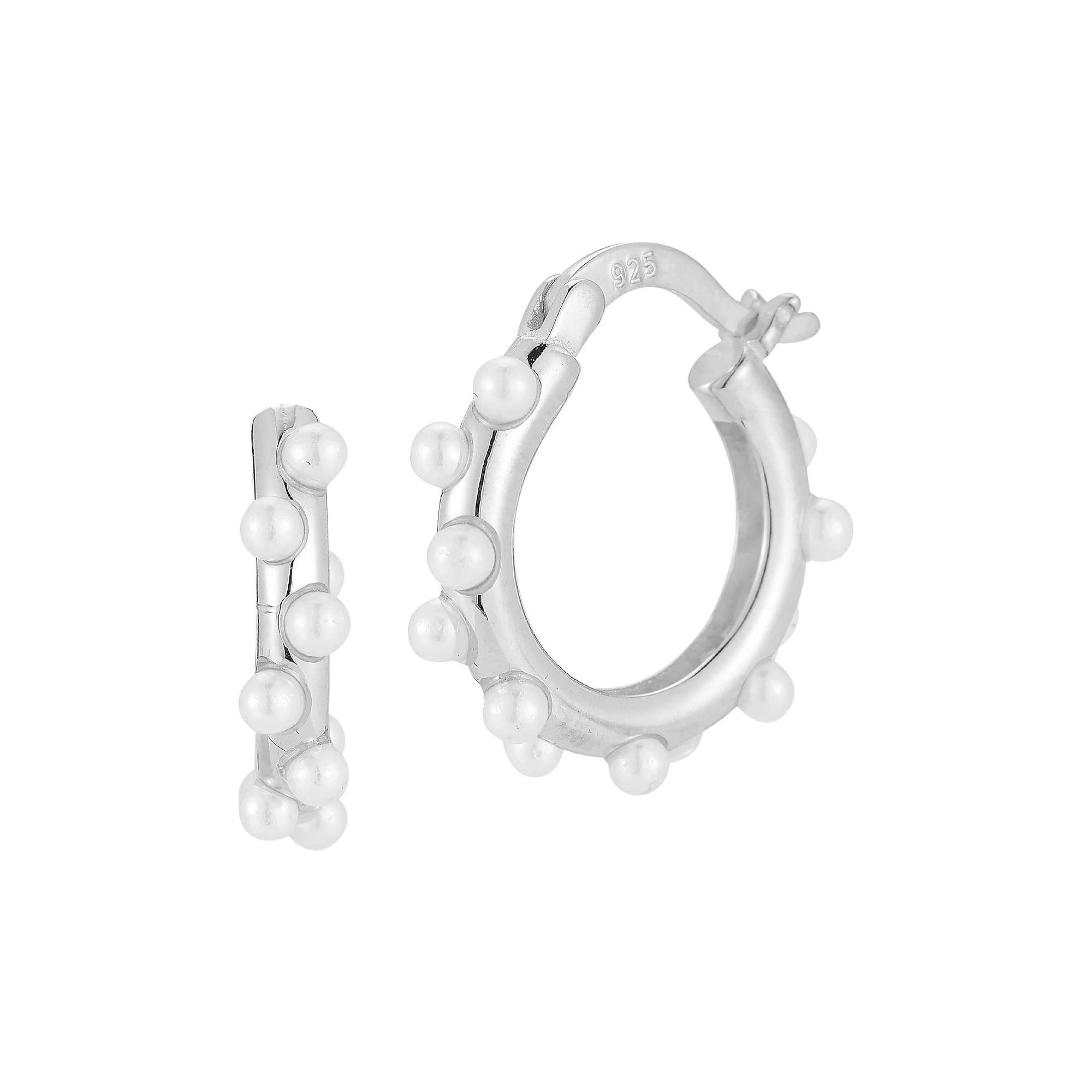 Sunkissed Sterling Freshwater Cultured Pearl Hoop Earrings, Women's, Silver Tone Product Image