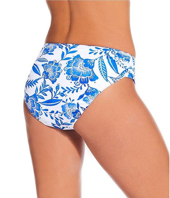 Gibson & Latimer Porcelain Side Shirred Mid Rise Swim Bottom Product Image