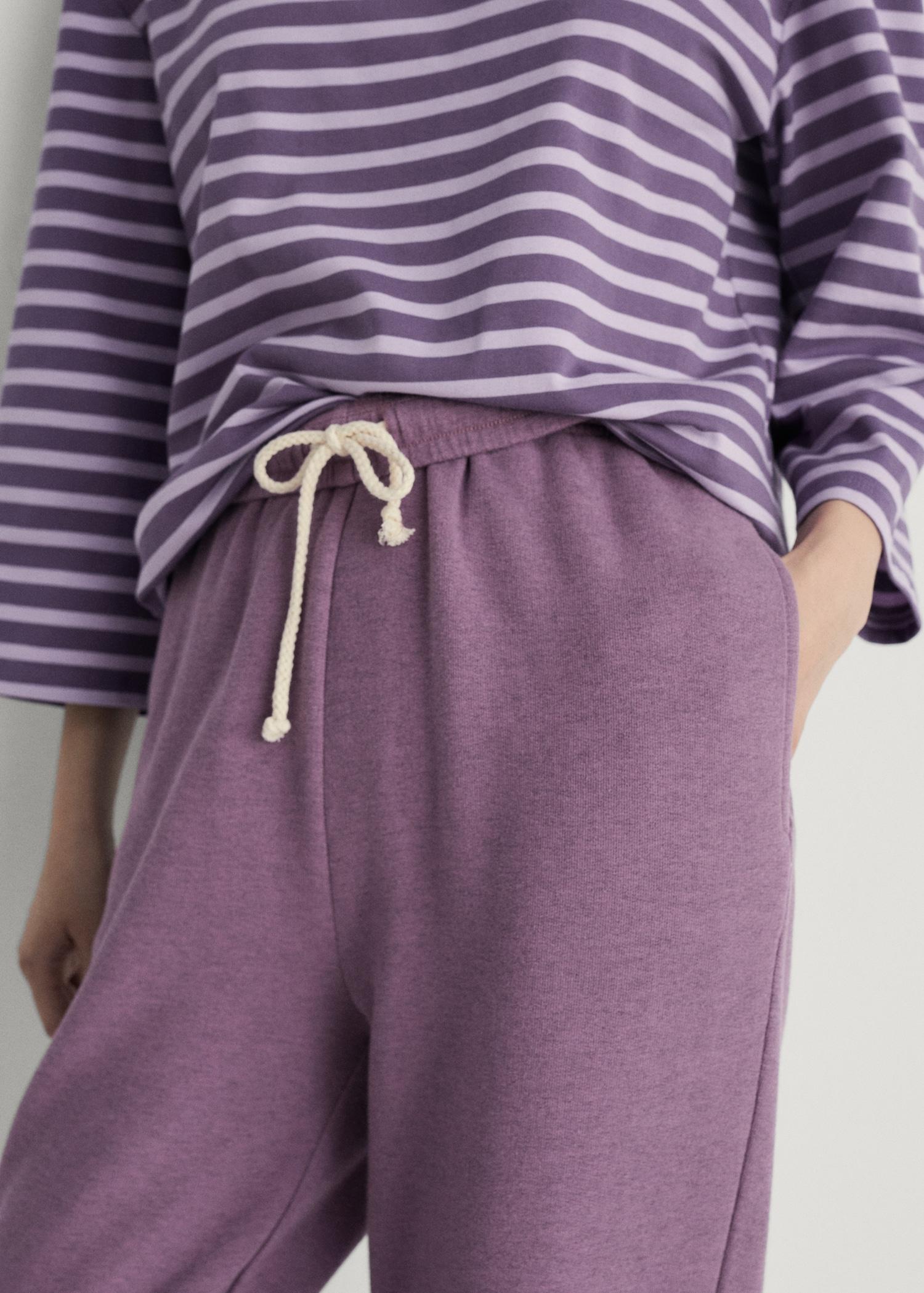 Heather fleece cotton pants - Women | MANGO USA Product Image