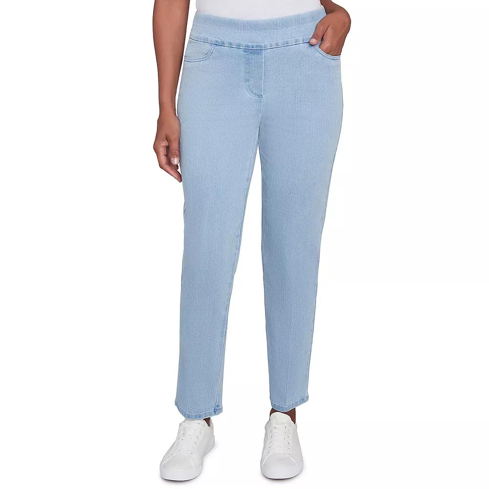 Petite Alfred Dunner Super Stretch Straight-Leg Pull-On Jeans, Women's,  Product Image