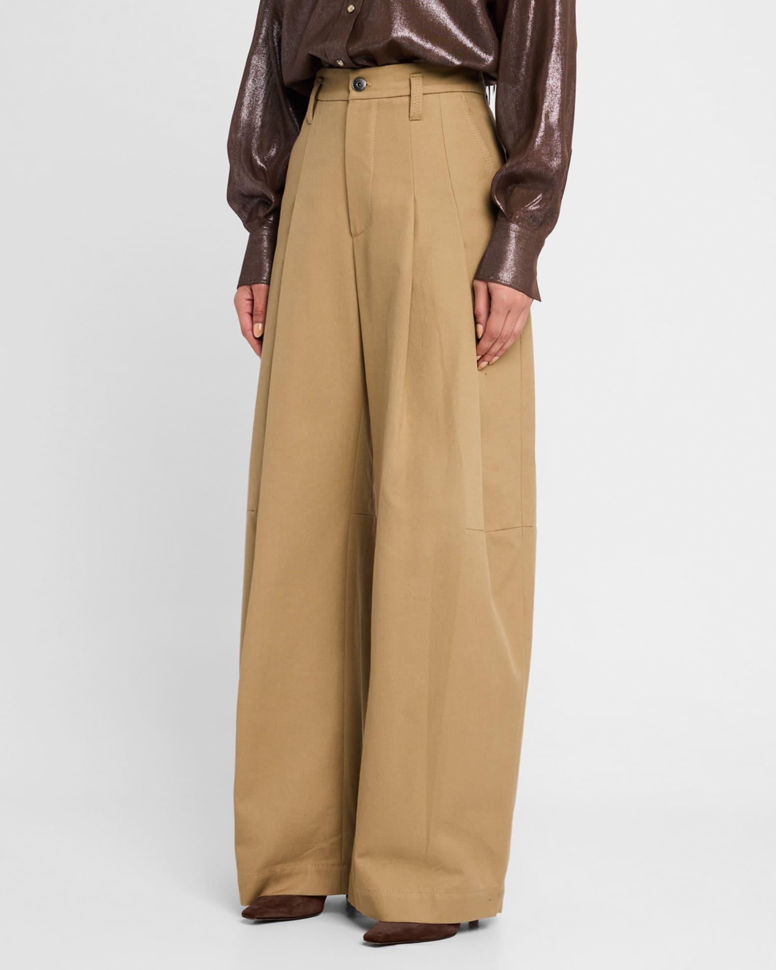Barrel Pleated Cotton Twill Pants Product Image