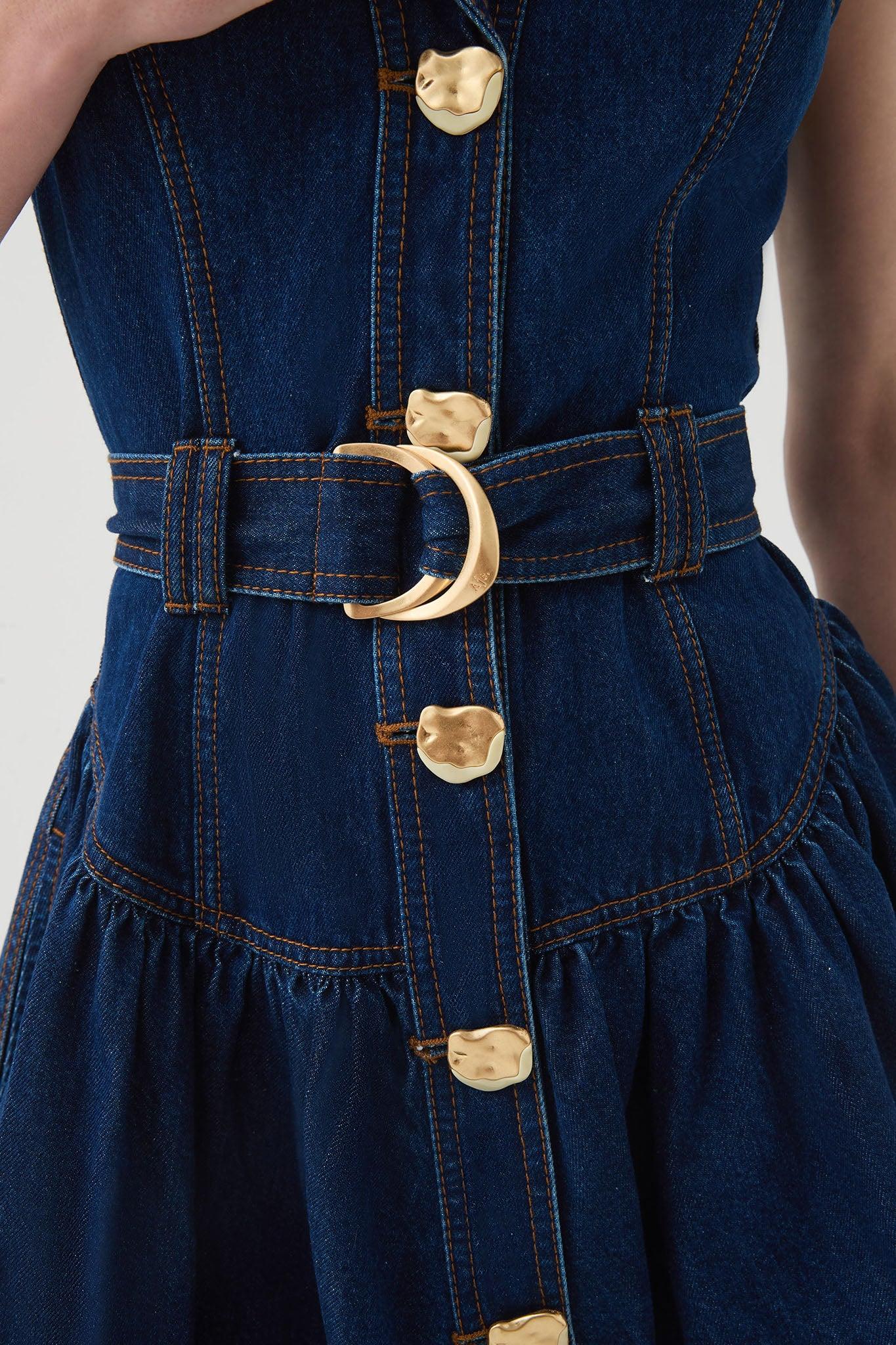 Elena Belted Denim Mini Dress Product Image