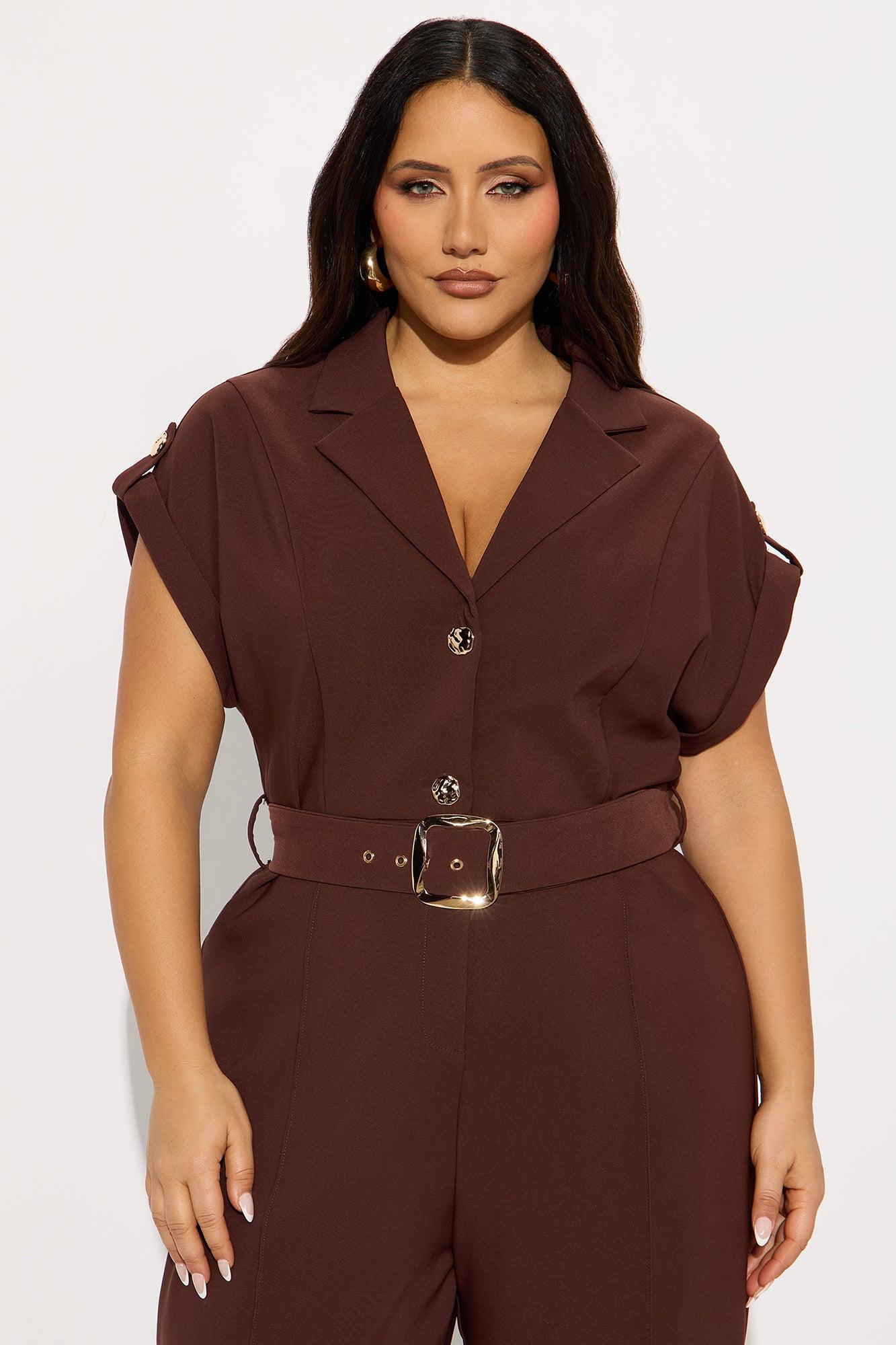 Fall For You Jumpsuit - Chocolate Female Product Image