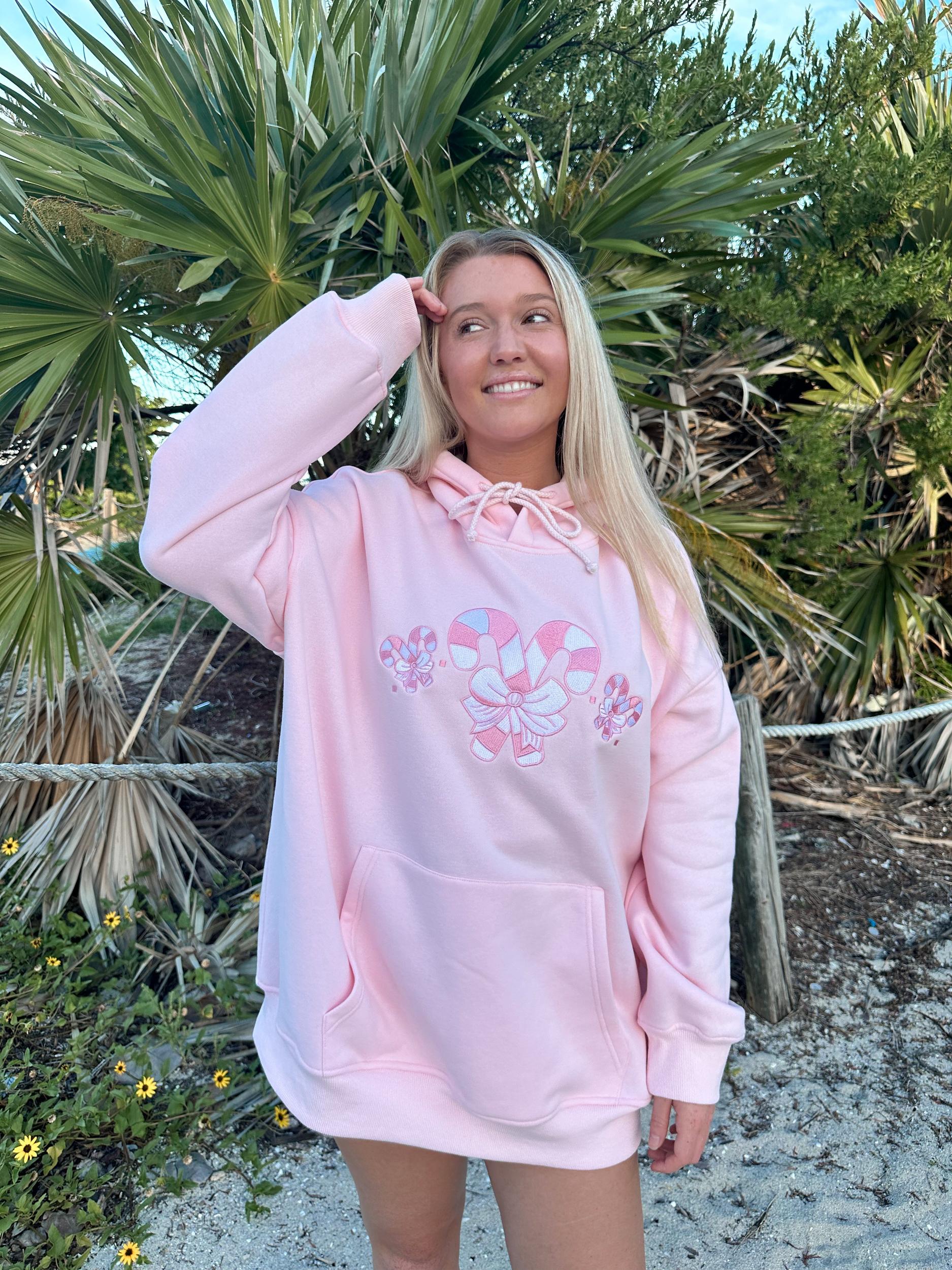 Light Pink Candy Cane Wonderland Hoodie Product Image