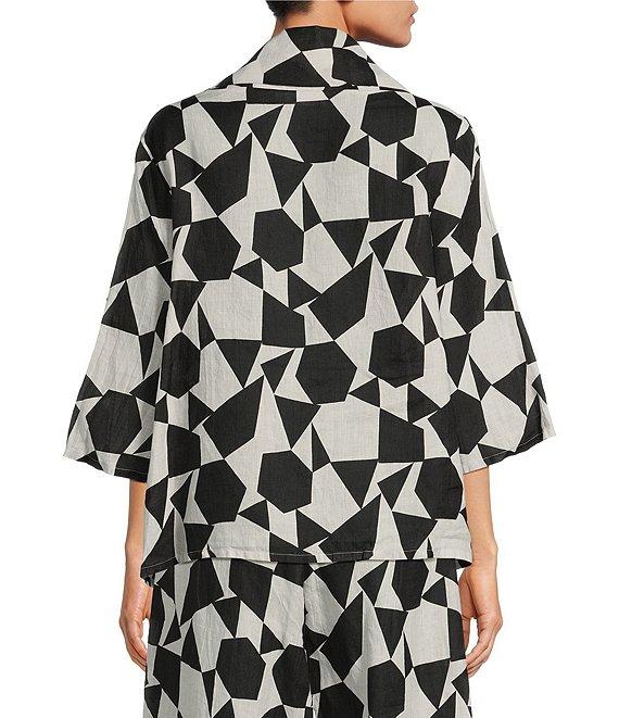 Bryn Walker Etta Woven Prisma Print Cowl Neck 3/4 Sleeve Coordinating Shirt Product Image