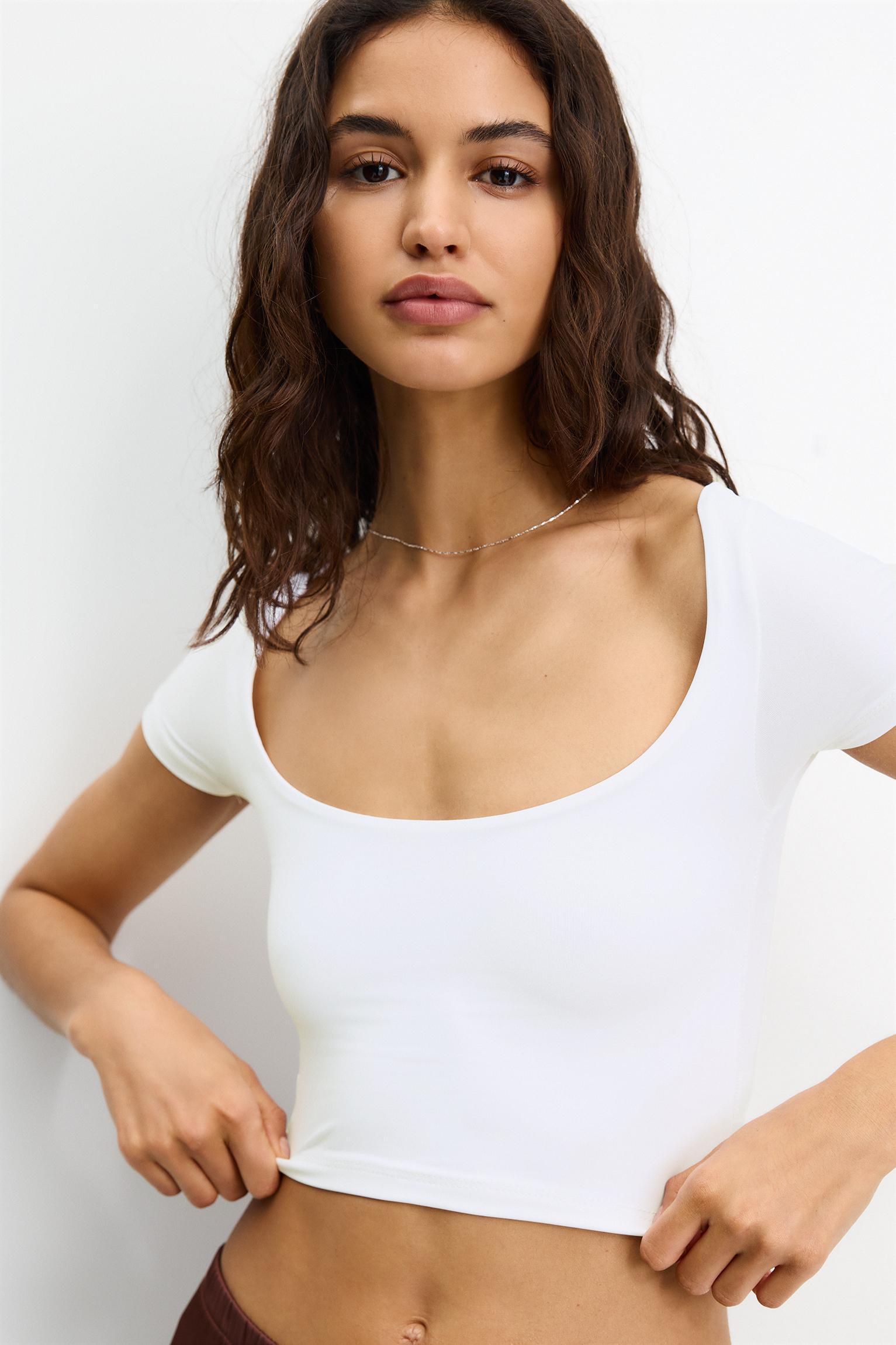 Cropped polyamide T-shirt Product Image