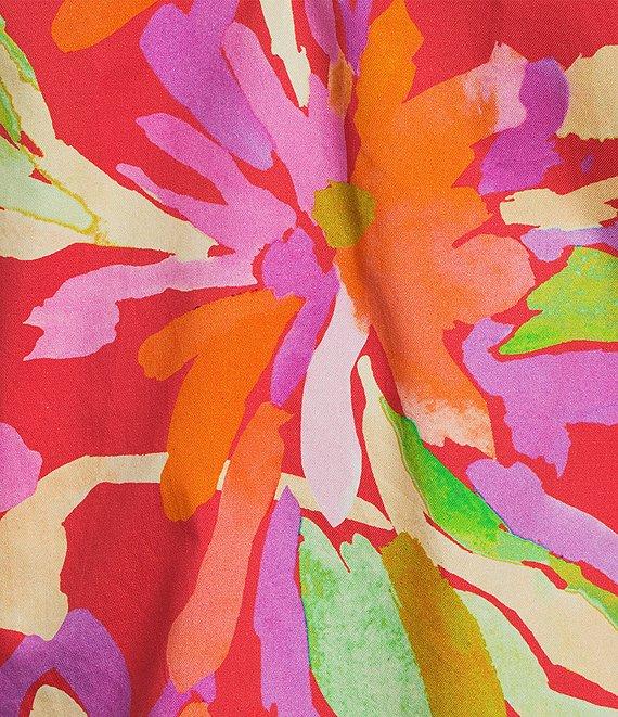 tyler boe Skyler Cotton Flora Split V-Neck Short Puff Sleeve Top Product Image