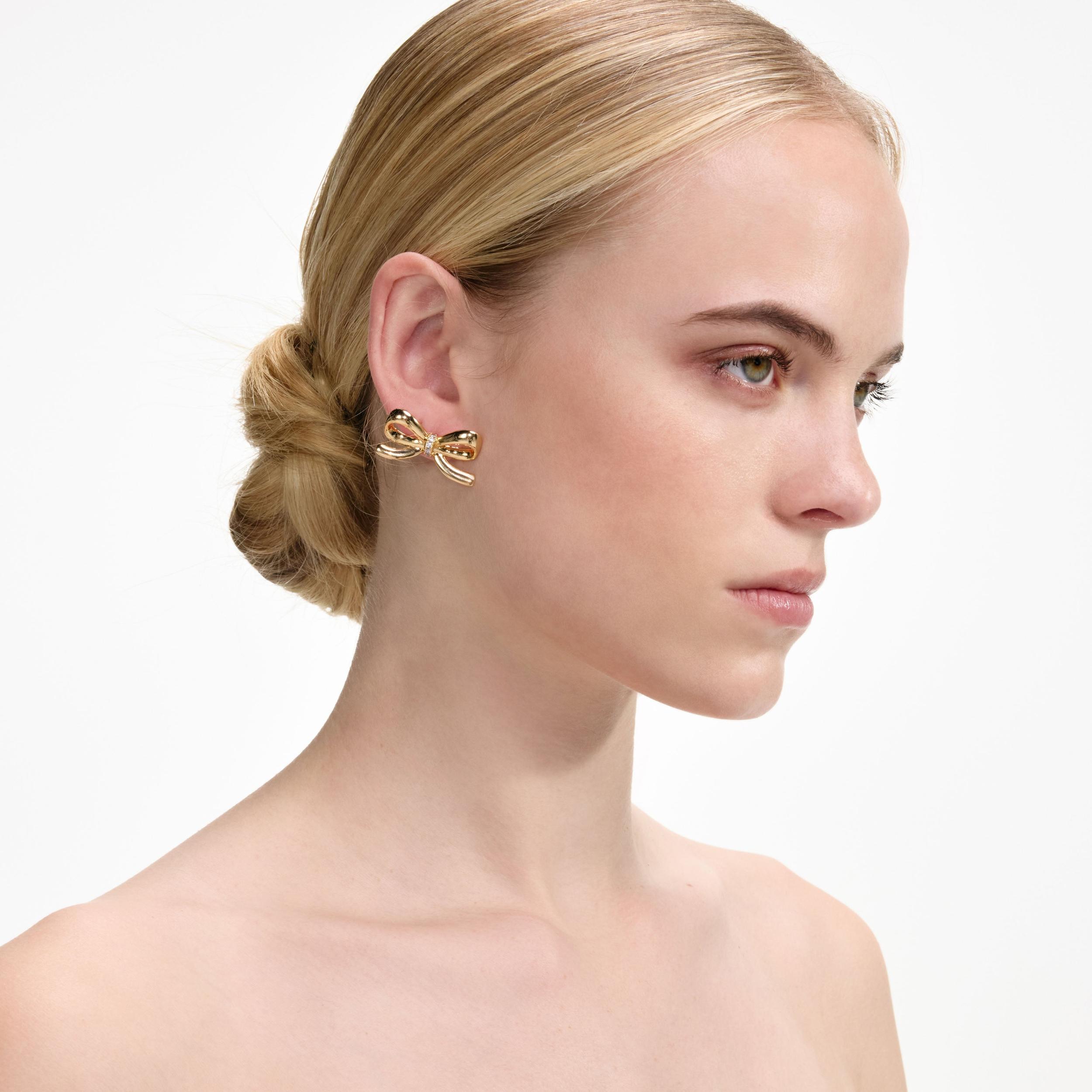 Gold Crystal Bow Earrings Product Image