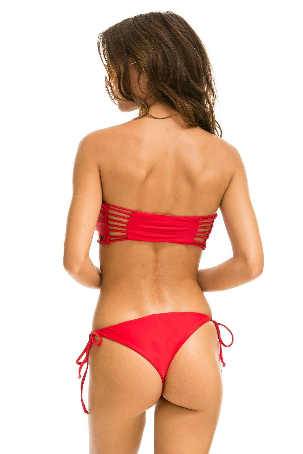 GATHERED BANDEAU BIKINI TOP - RED Female Product Image