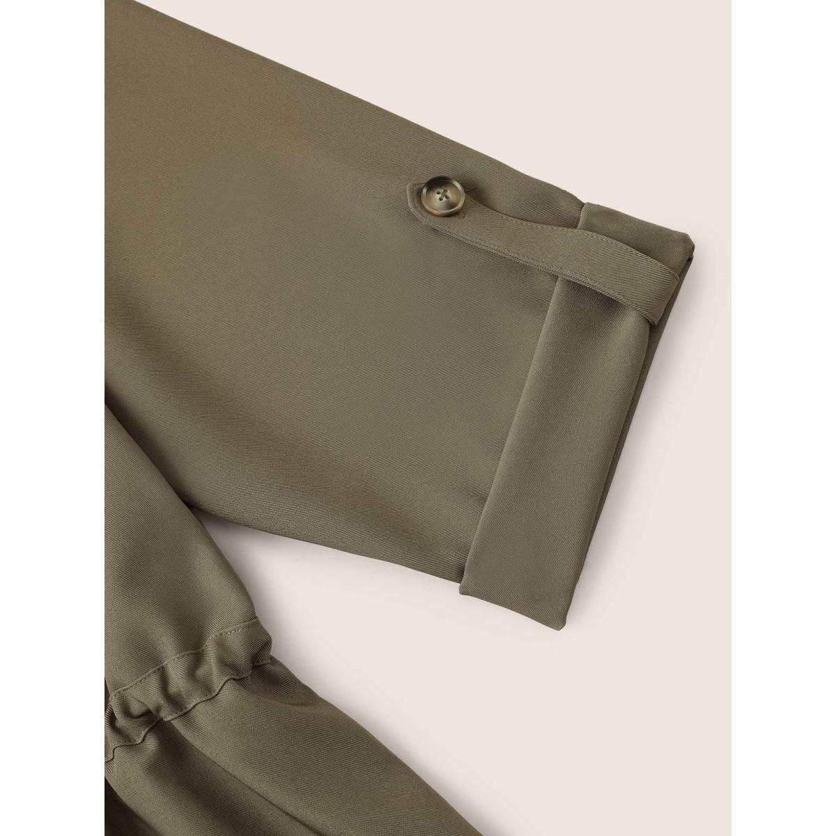 Plus Size Solid Drawstring Asymmetrical Neck Tab Sleeve Jacket Women LightBrown Non Everyday Jackets BloomChic 12/L Product Image