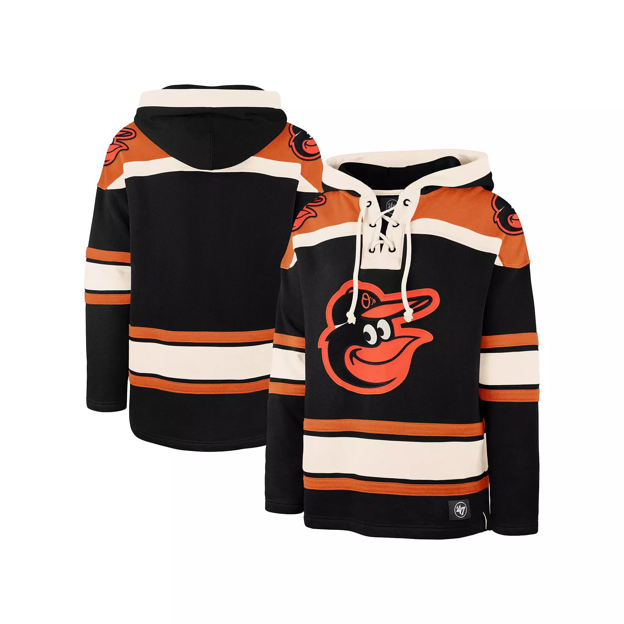 Men's '47 Black Baltimore Orioles Superior Lacer Pullover Hoodie,  Product Image